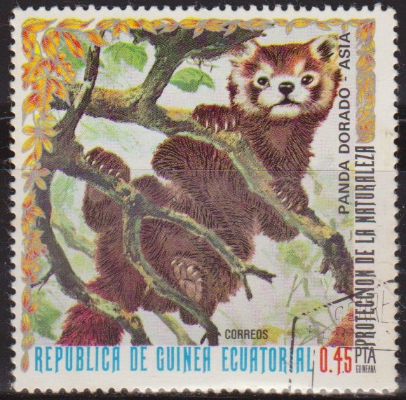 z vendido Guinea Ecuatorial 1976 Sello * Fauna Animales 06 Panda Dorado 0,45p Guinée Equatoriale Preobliteré Matasello de favor Preobliterado